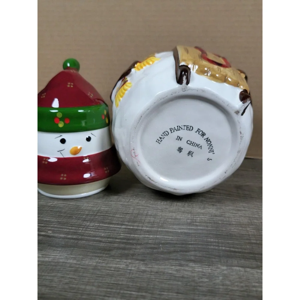 Hand Painted Ceramic Snowman Cookie Jar for Nonni's Biscotti